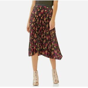SCOOP FLORAL PLEATED SKIRT BLACK PINK NWT